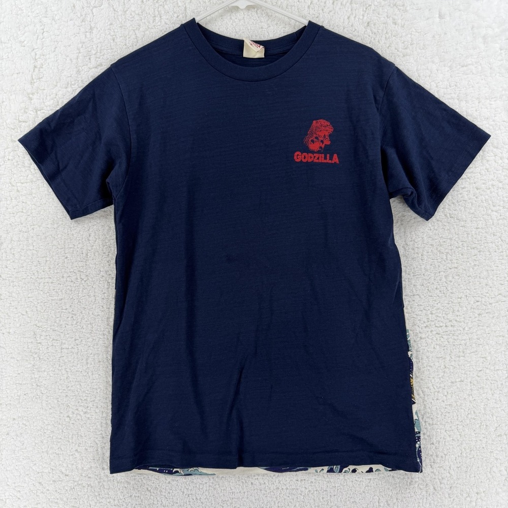 Godzilla Shirt Mens Medium Blue Great Wave Kanagawa Graphic Tee T-Shirt Japanese